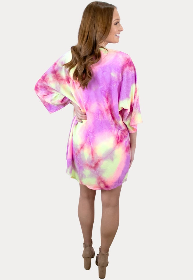pink tie dye pregnancy cardigan