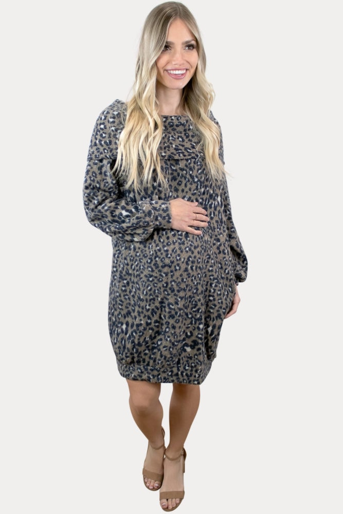 leopard maternity sweater dress