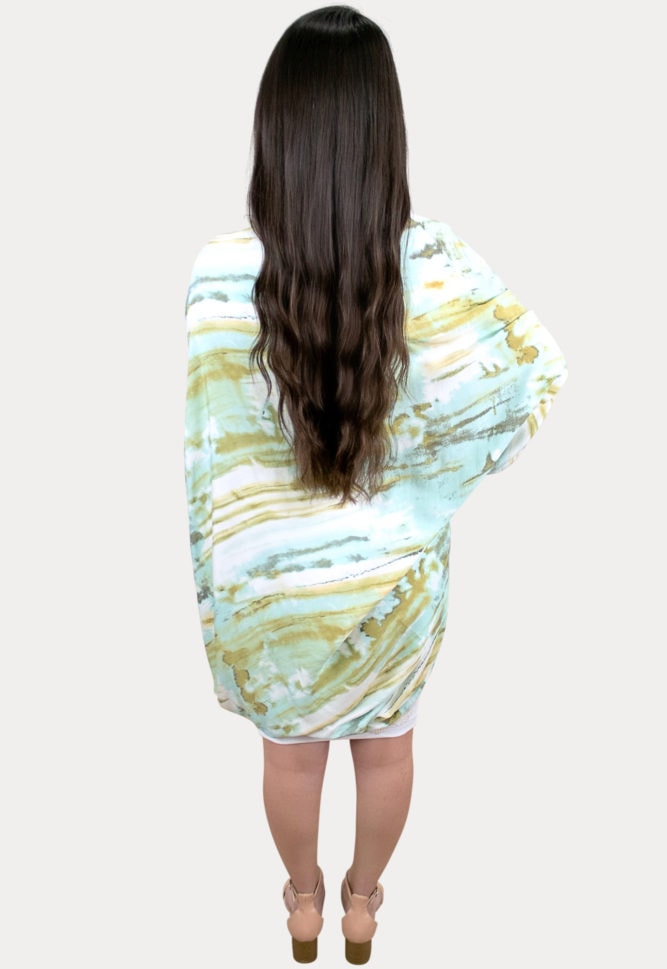 green tie dye maternity cardigan
