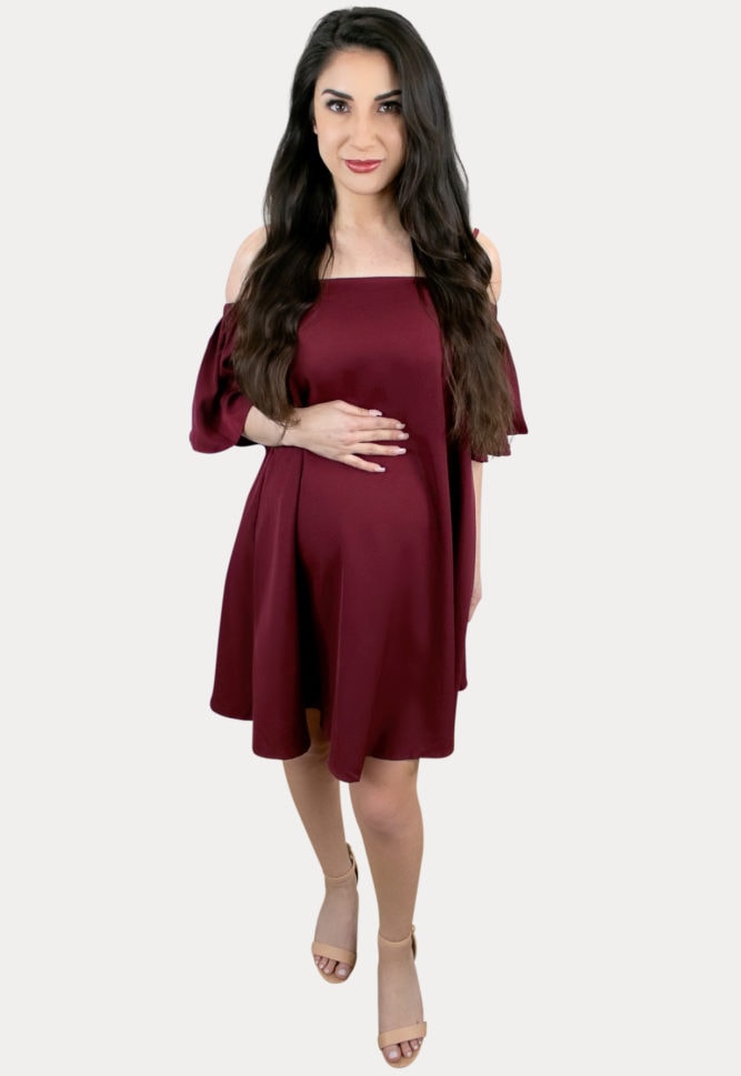 ruffle sleeve pregnancy dress