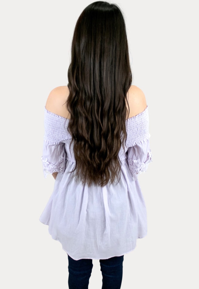 purple maternity shirt