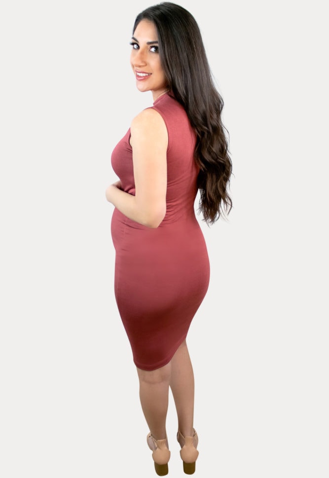 sleeveless mock neck maternity dress