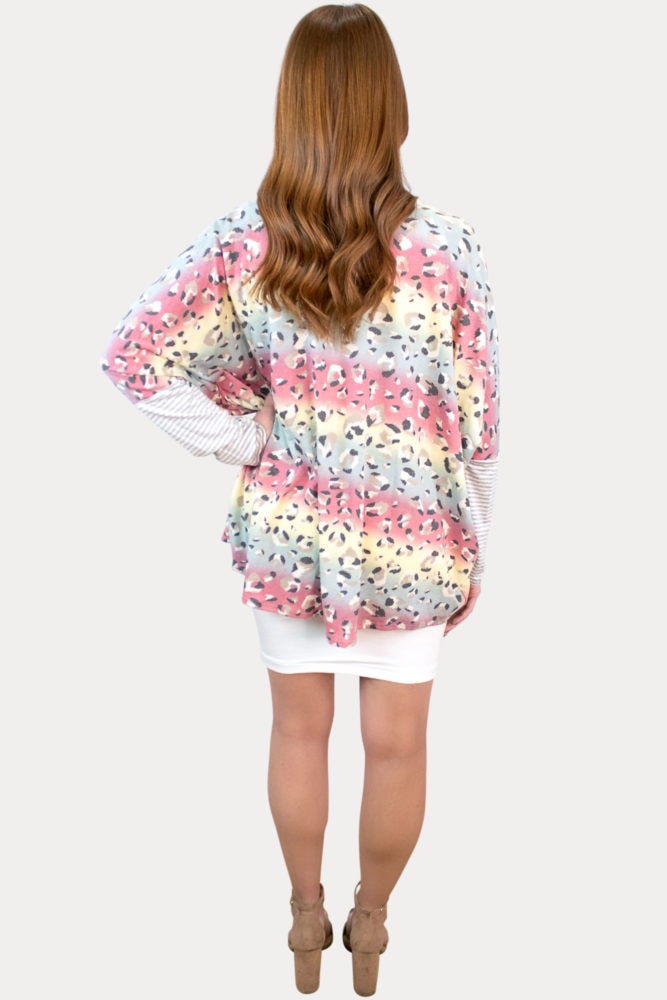 leopard and stripe maternity cardigan