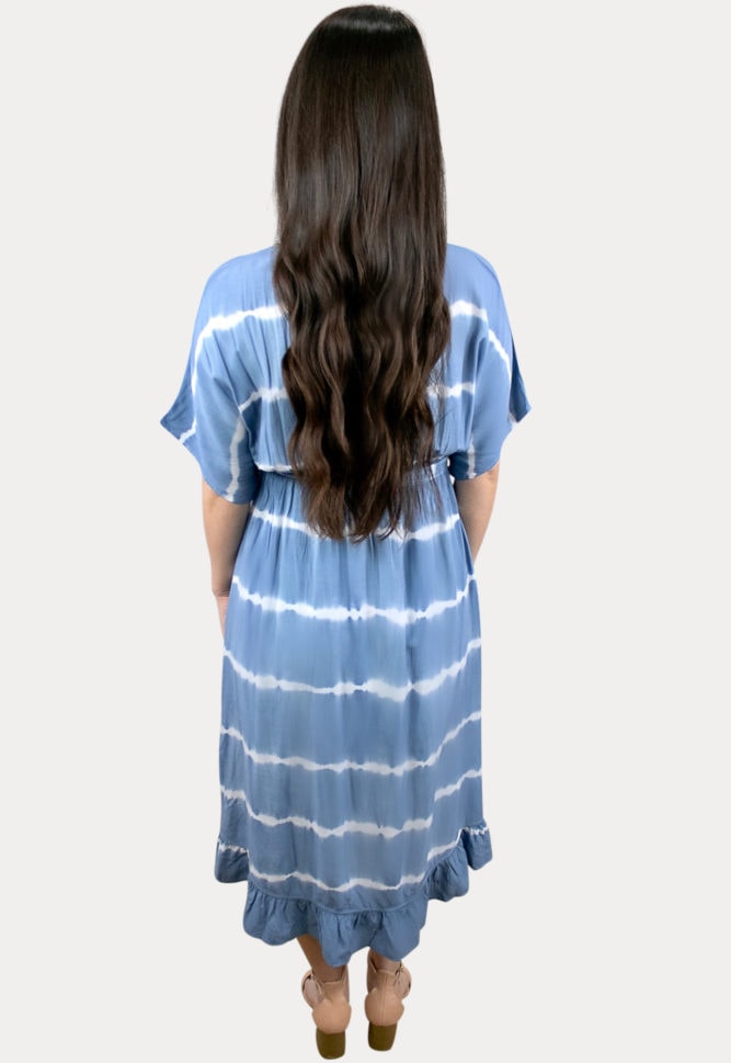 blue striped maternity dress