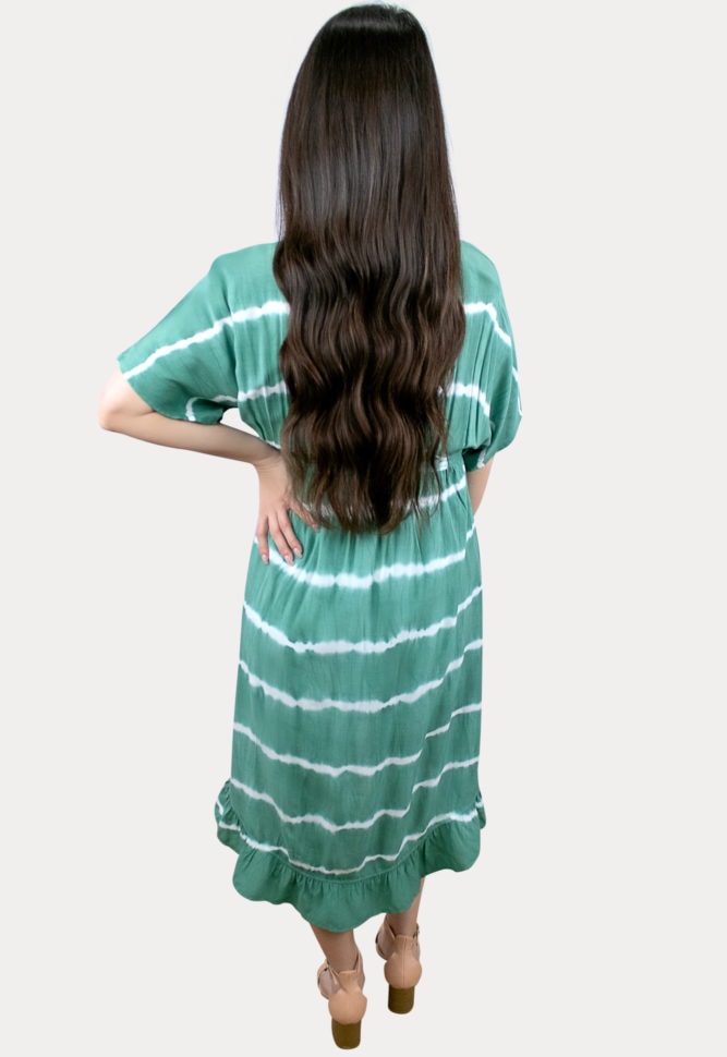 green striped maternity dress