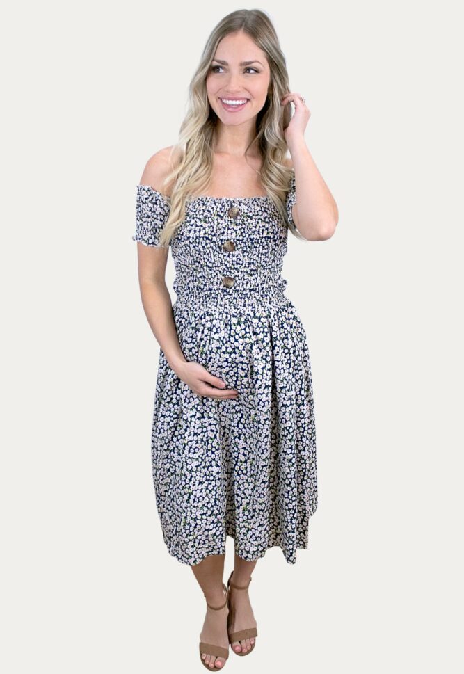 floral smock maternity dress