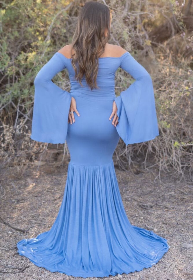 Bell sleeve mermaid maternity gown