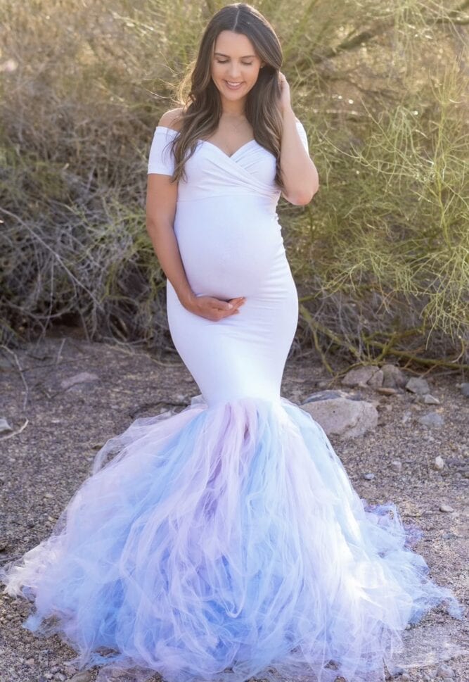 gender reveal maternity gown
