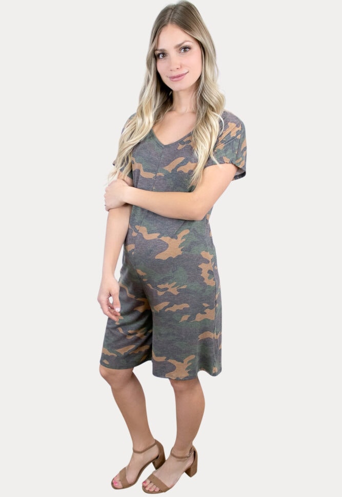 camo maternity romper