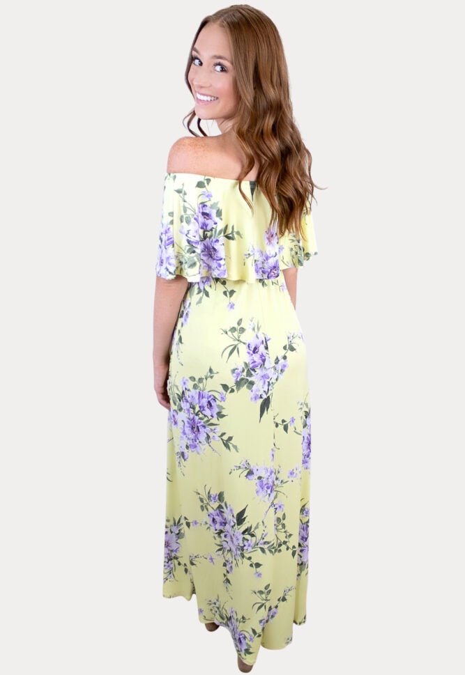yellow floral pregnancy maxi dress