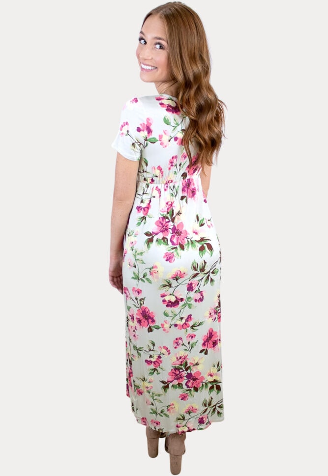 floral v-neck maternity maxi dress