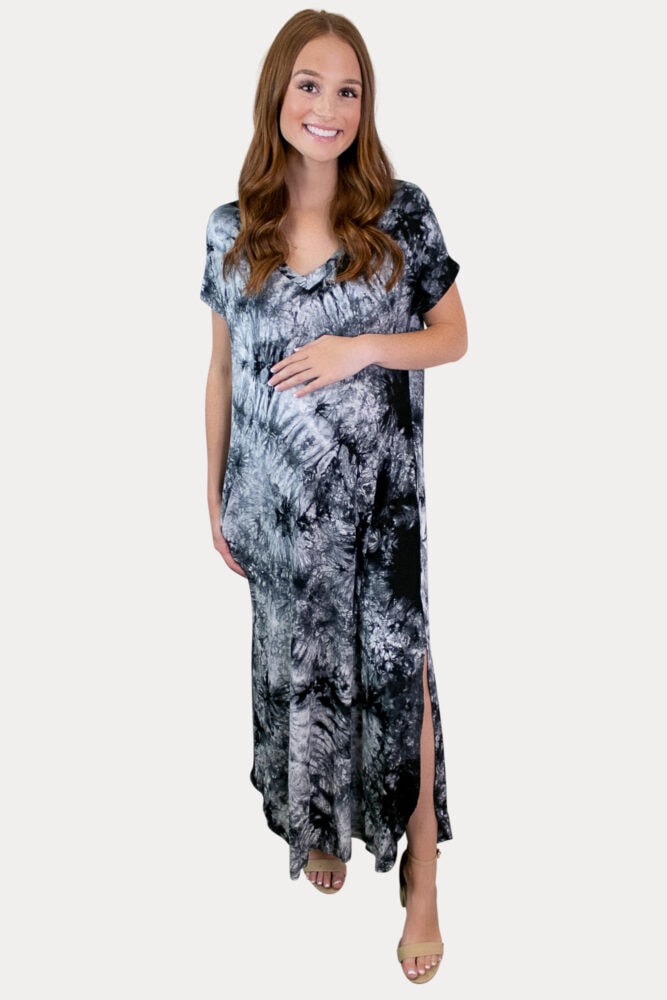 tie dye pregnancy maxi dress