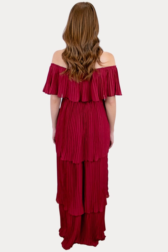 Elegant Red Maternity Dress
