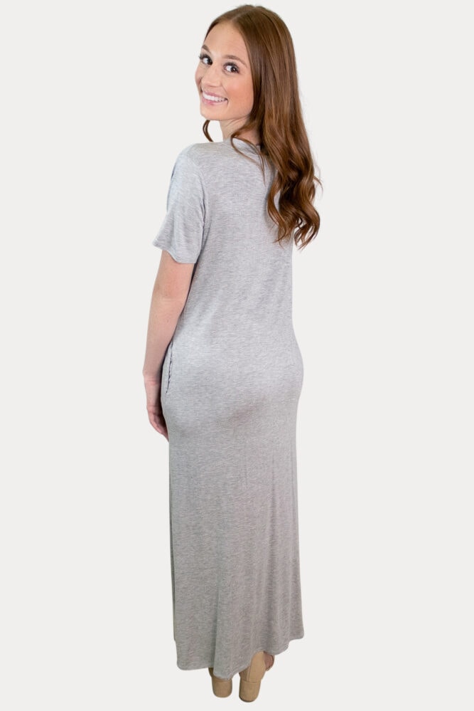button down maternity maxi