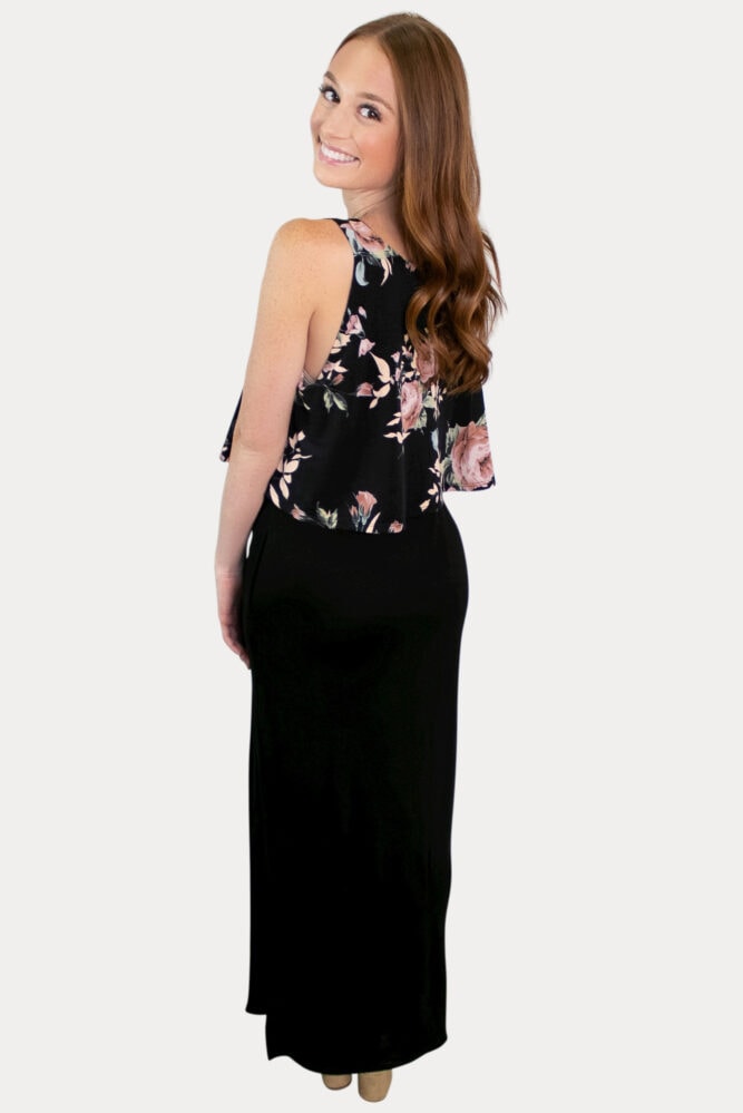floral sleeveless maternity dress