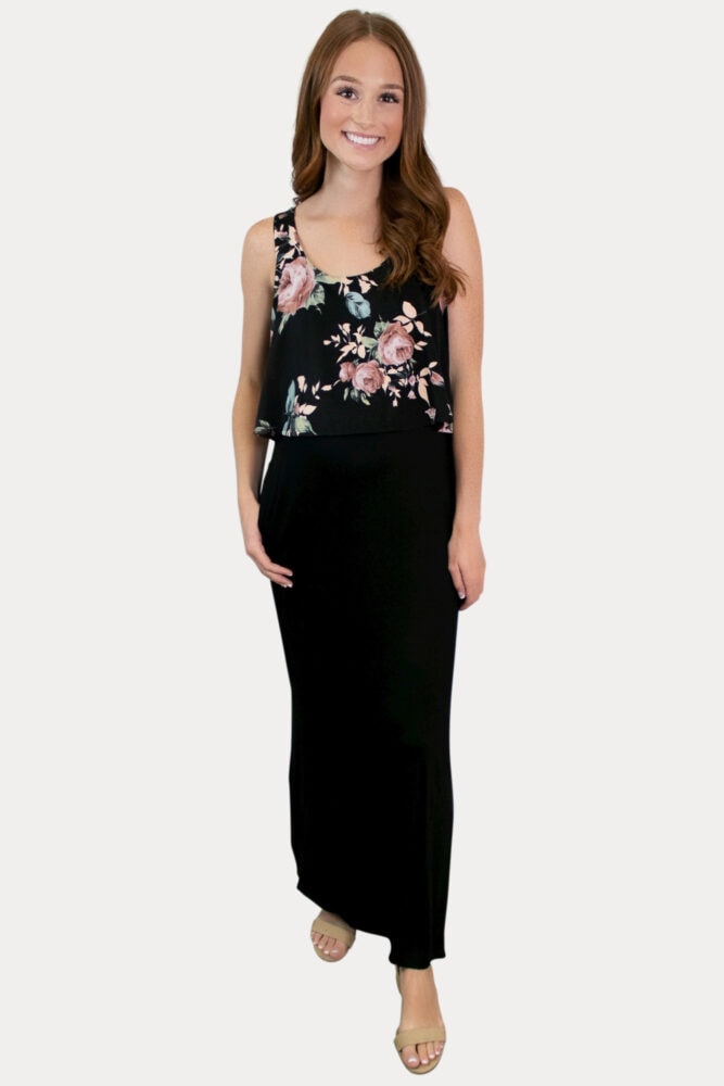 floral sleeveless maternity dress