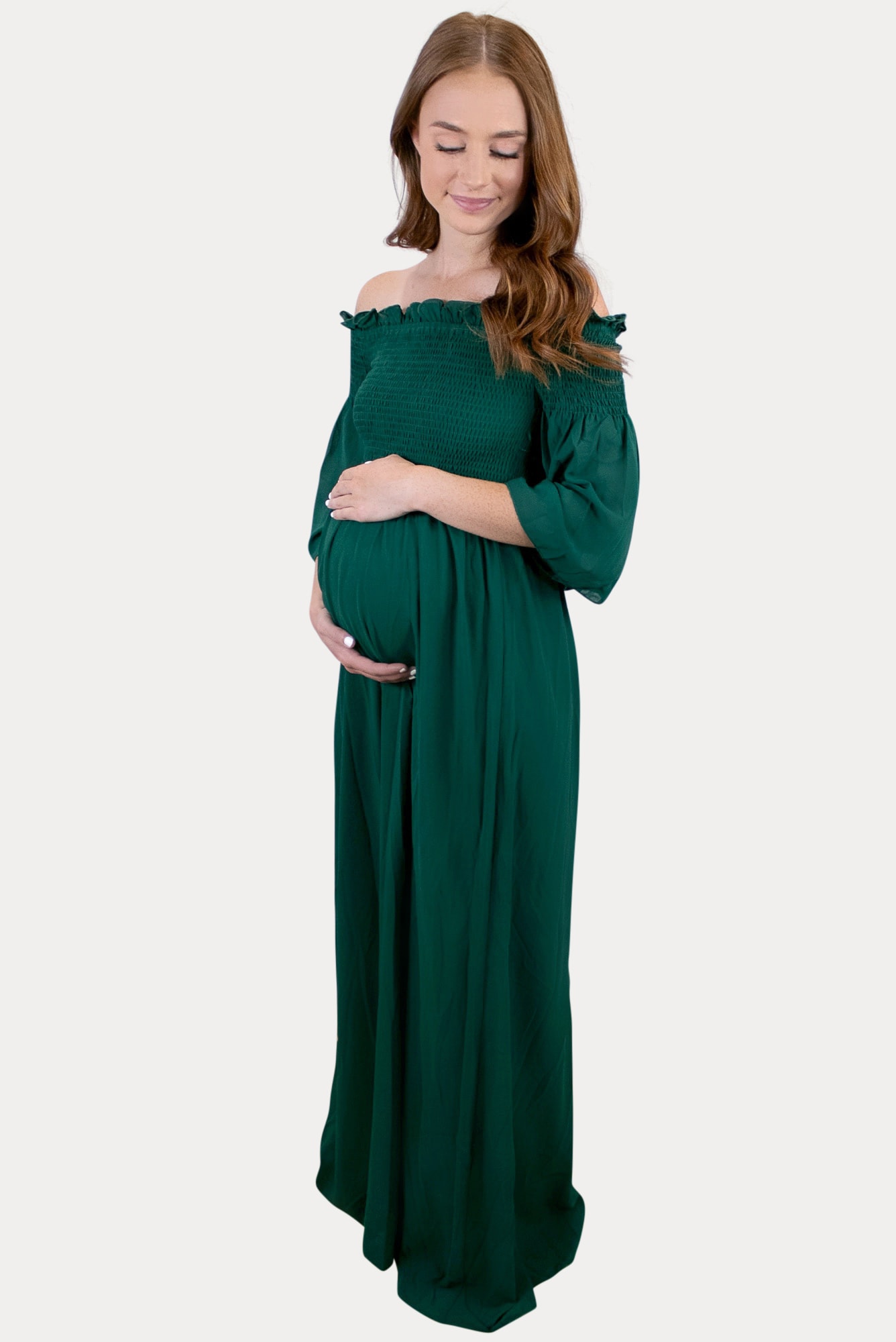 elegant green maternity dress