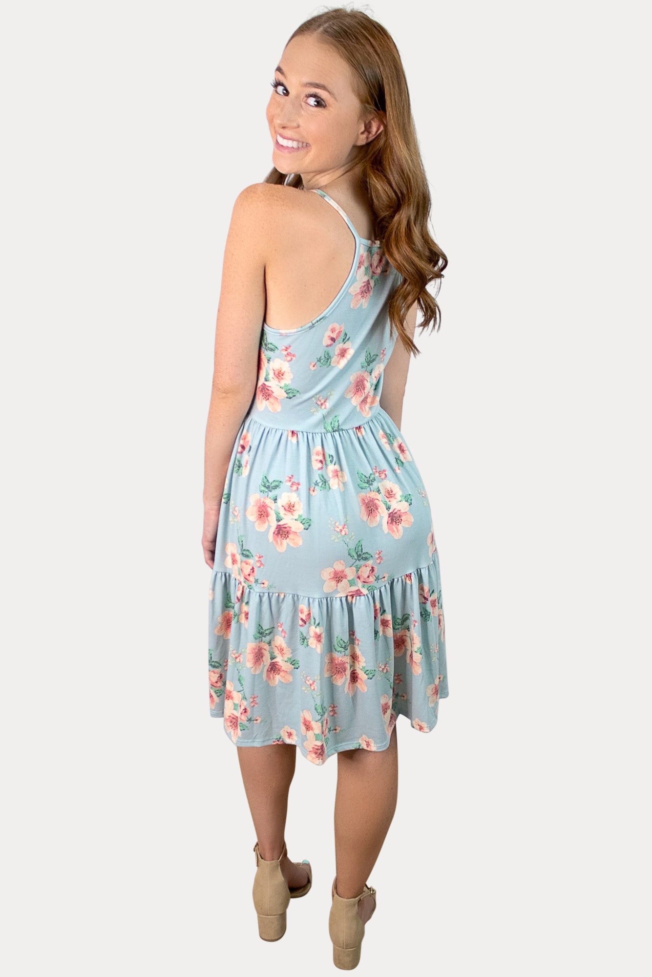 blue floral pregnancy dress