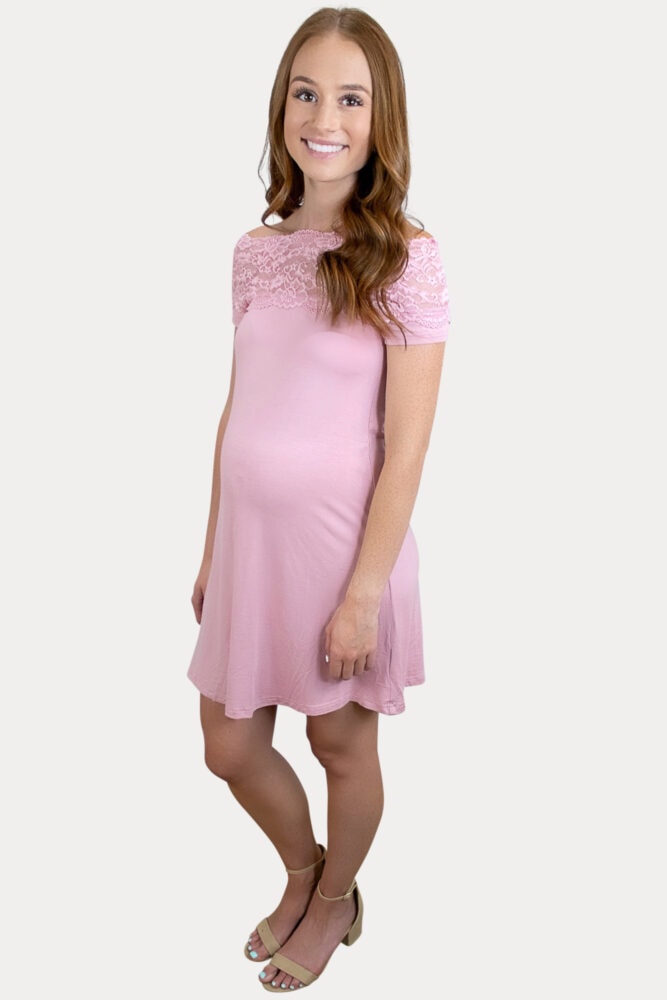 lace trim pregnancy dress