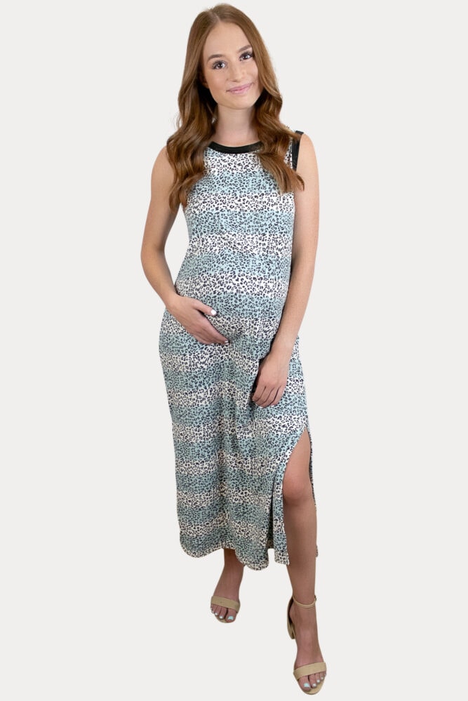 striped leopard maternity dress