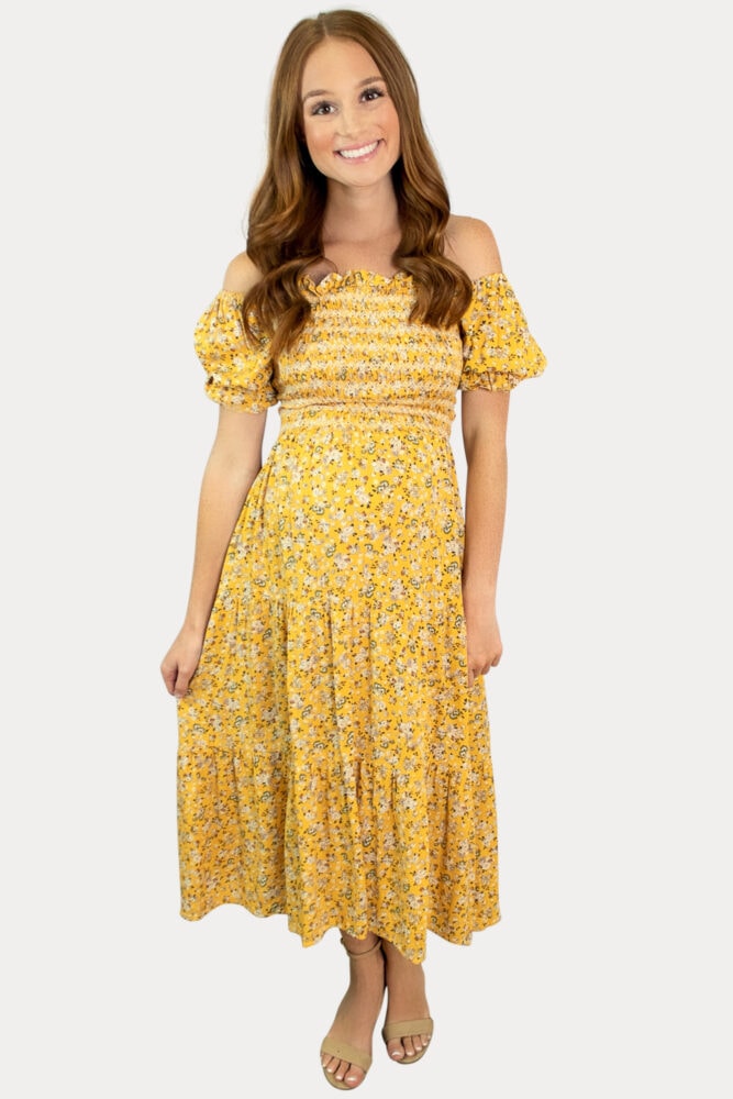 puff sleeve pregnancy dress