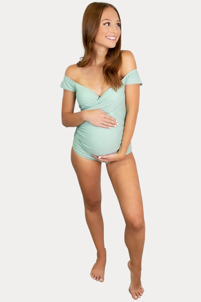 off the shoulder pregnancy swimsuit