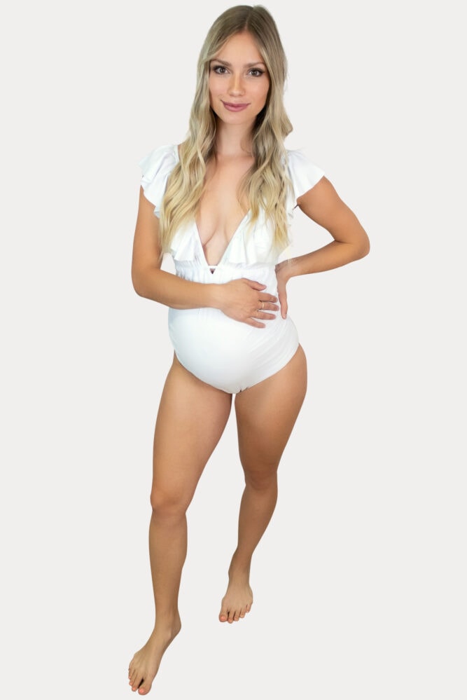 maternity swimsuit in white