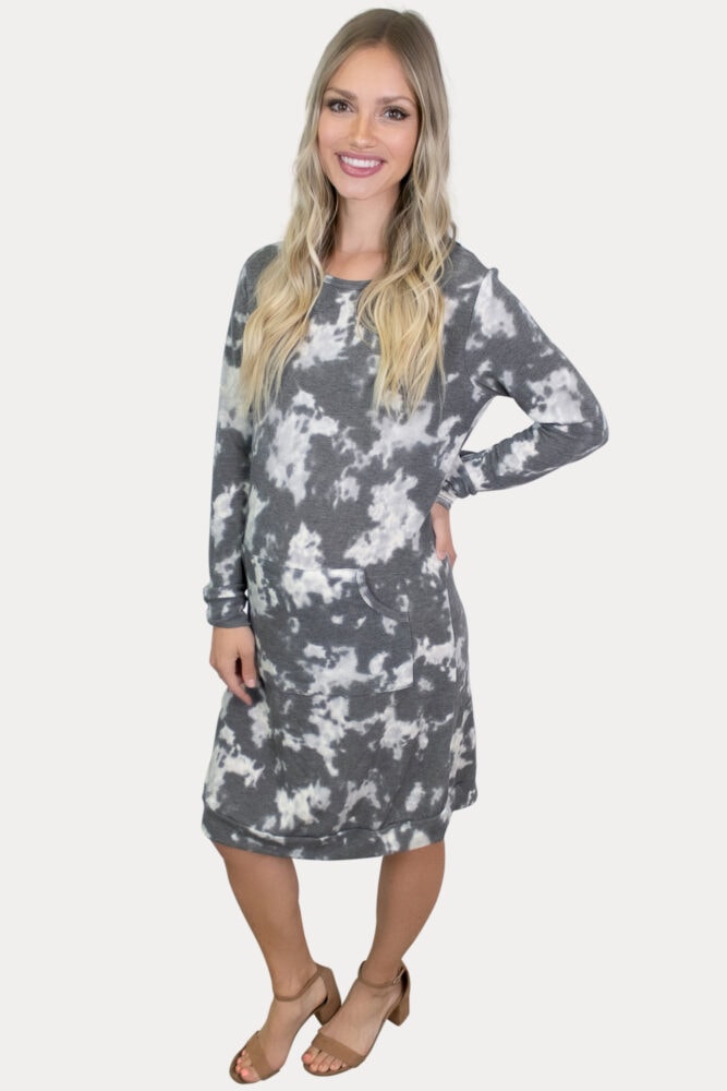 grey tie-dye pregnancy dress