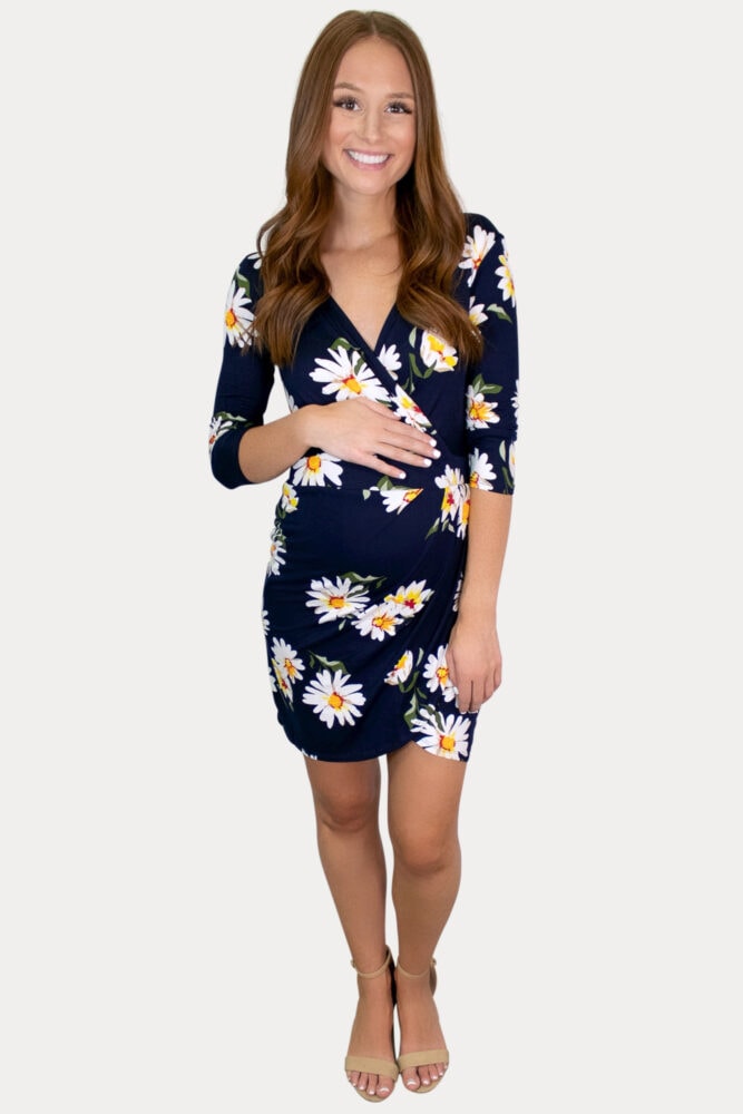 navy sweetheart maternity dress