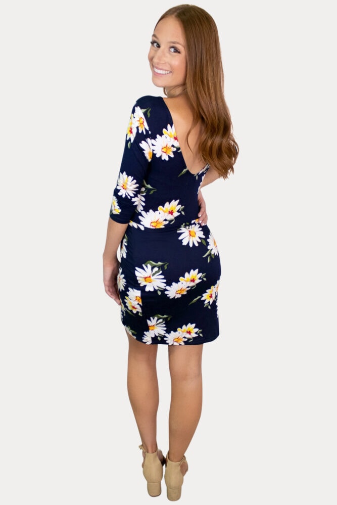 navy sweetheart maternity dress