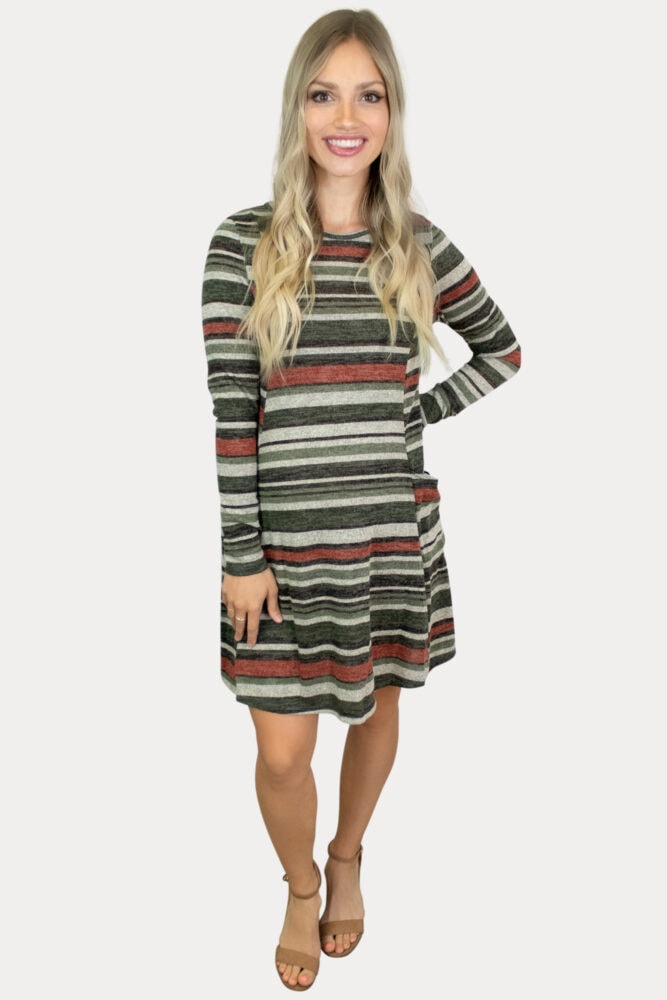 stripe print maternity dress