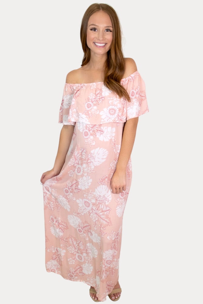 tropical floral pregnancy maxi