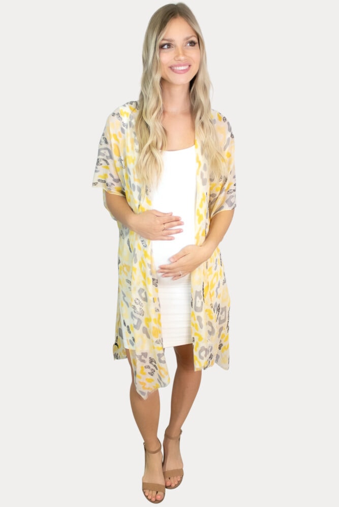 sheer leopard maternity kimono