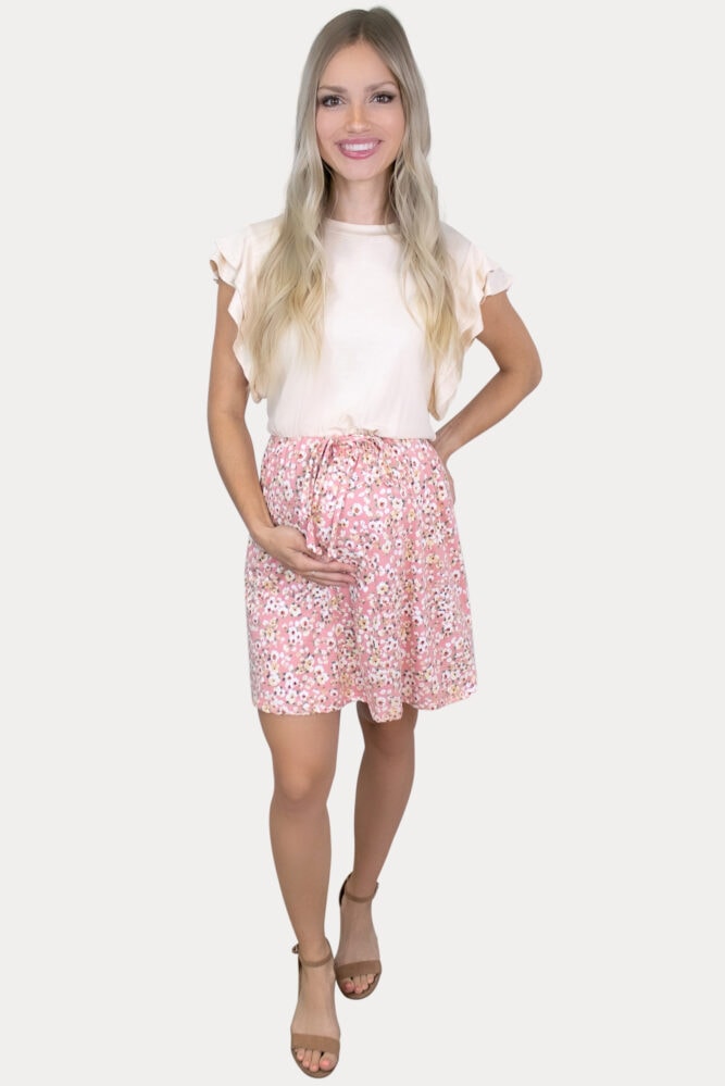pink two tone maternity dress