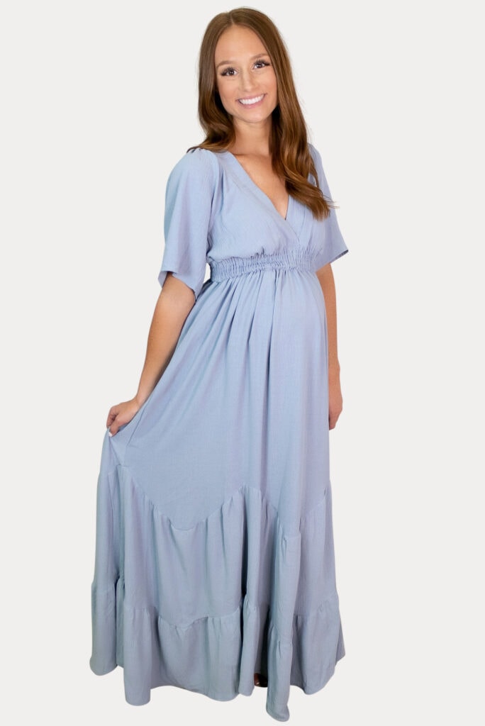 elegant v-neck pregnancy maxi