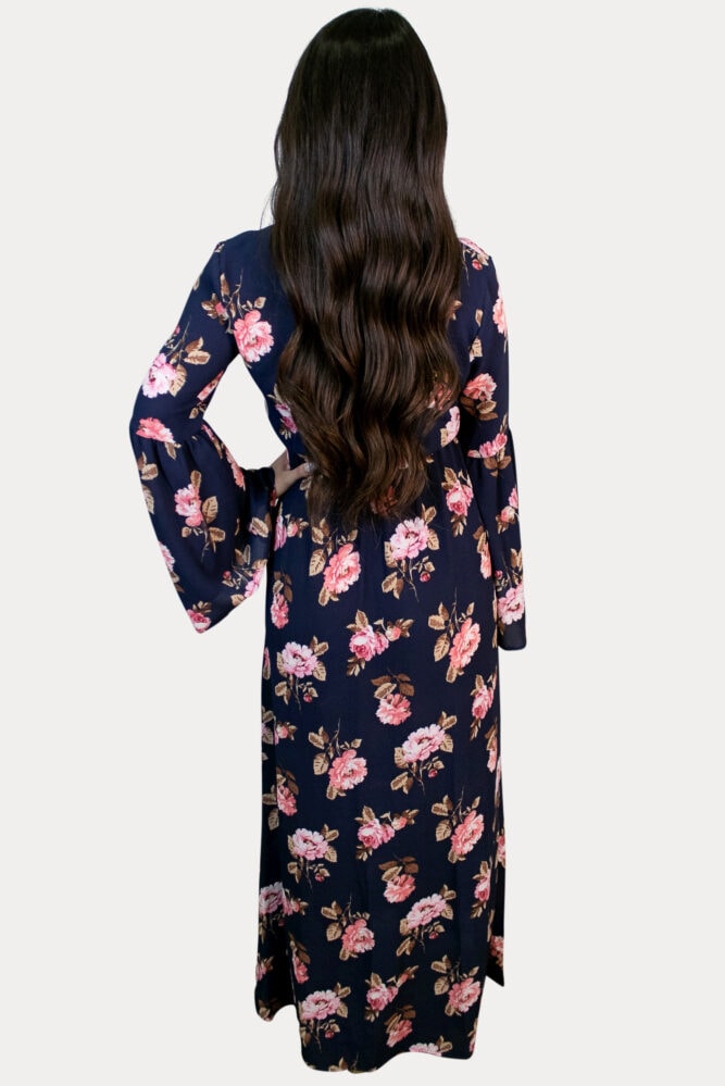 criss-cross floral maternity maxi