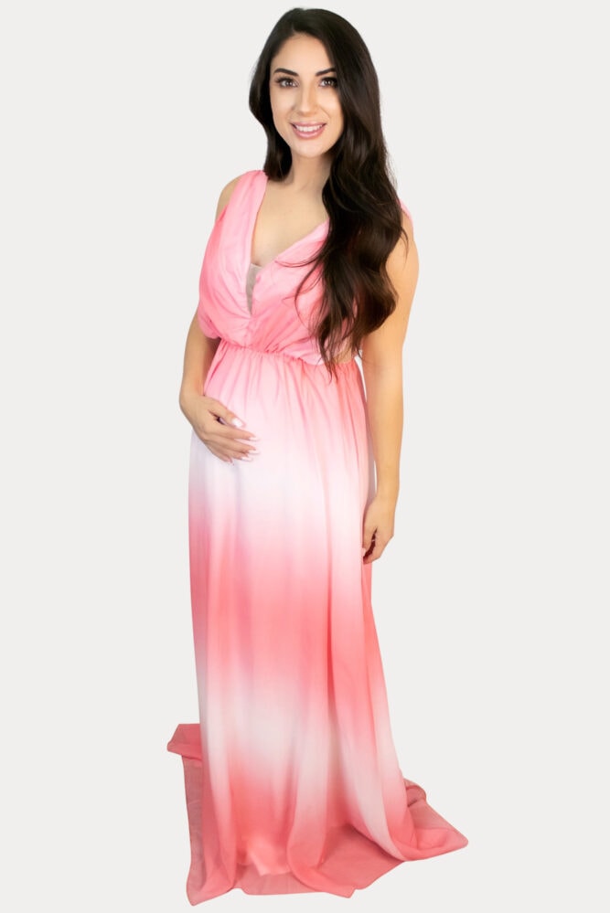 pink ombre maternity maxi