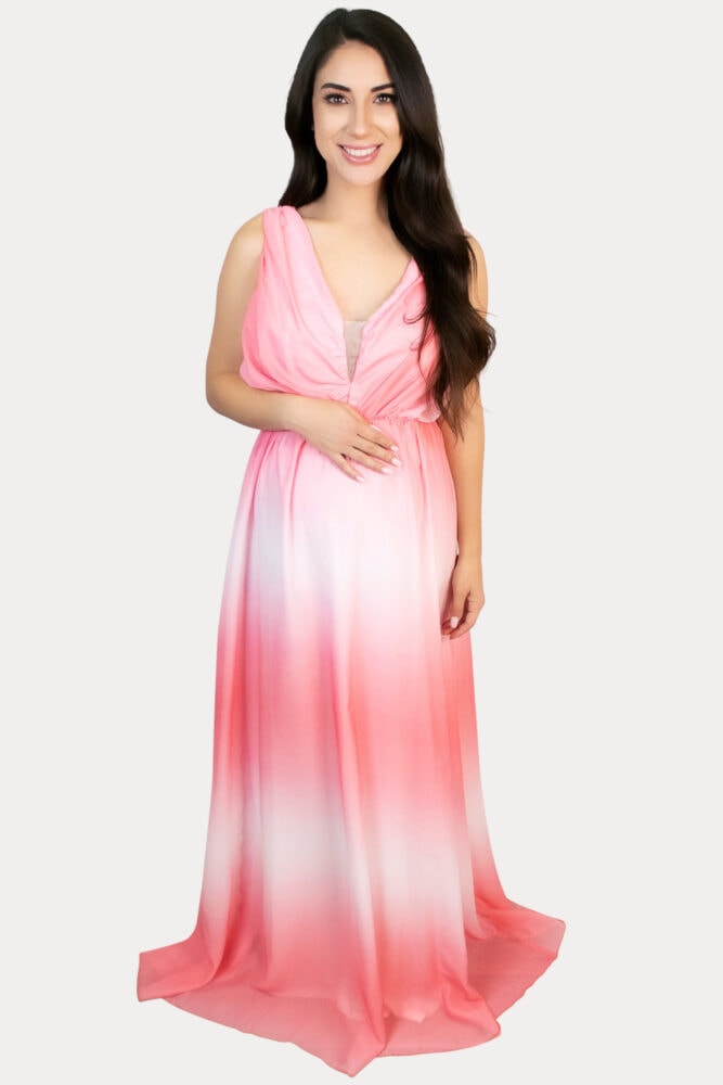 pink ombre maternity maxi