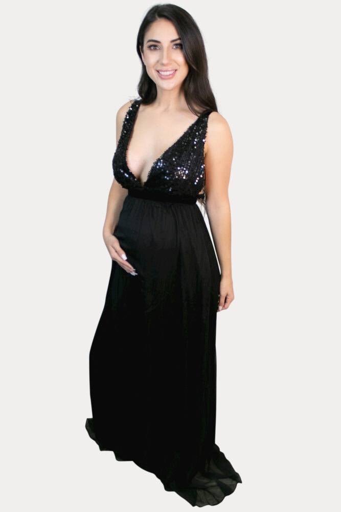 sequin chiffon maternity dress