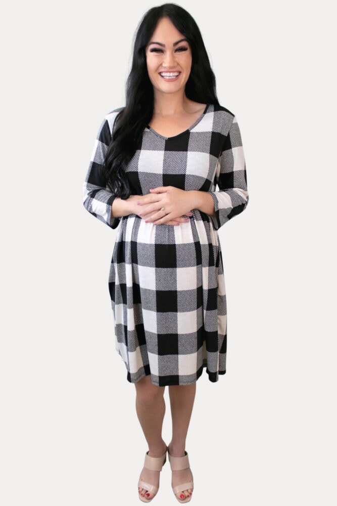 plaid babydoll pregnancy dress