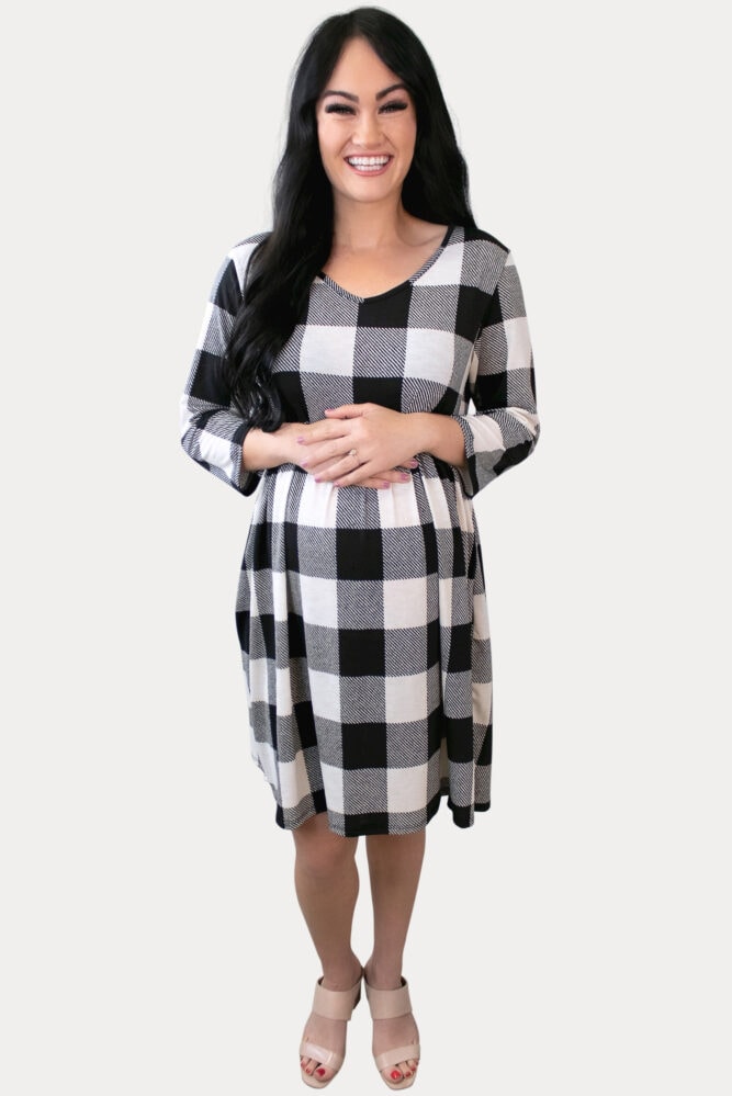 plaid babydoll pregnancy dress
