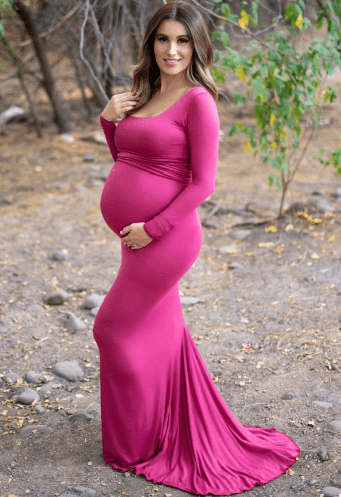 Long Sleeve Cross Bust Gown with Mini Train