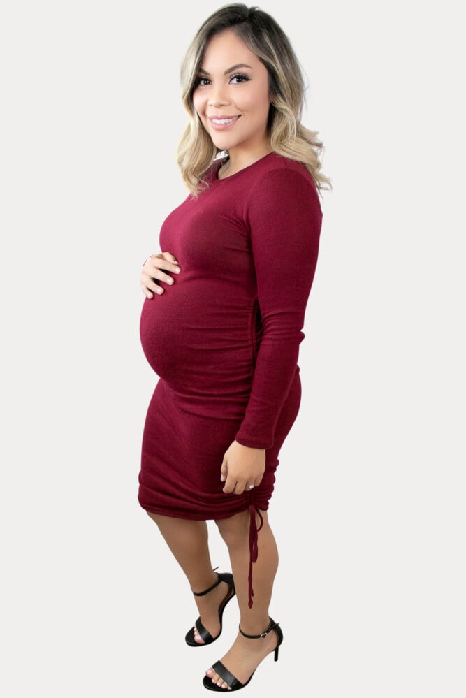 Long-Sleeve Knit Maternity Dress