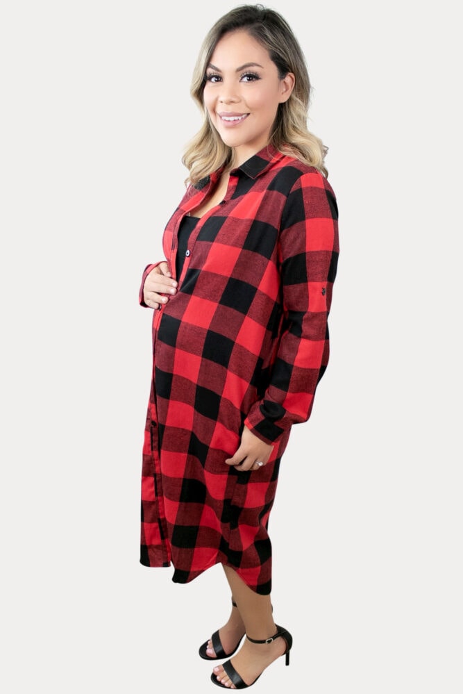 buffalo plaid maternity cardigan