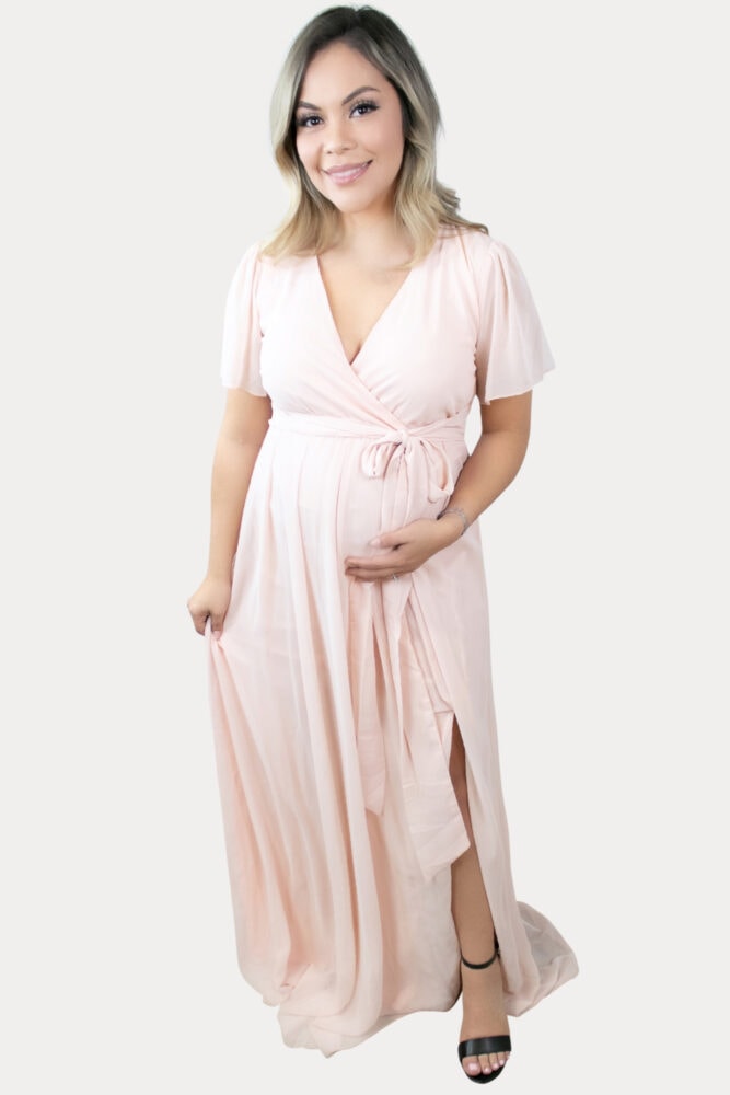 blush maxi maternity dress