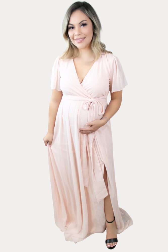 blush maxi maternity dress
