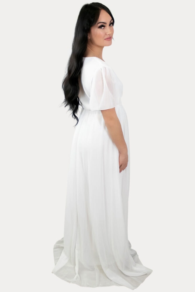white maxi maternity dress