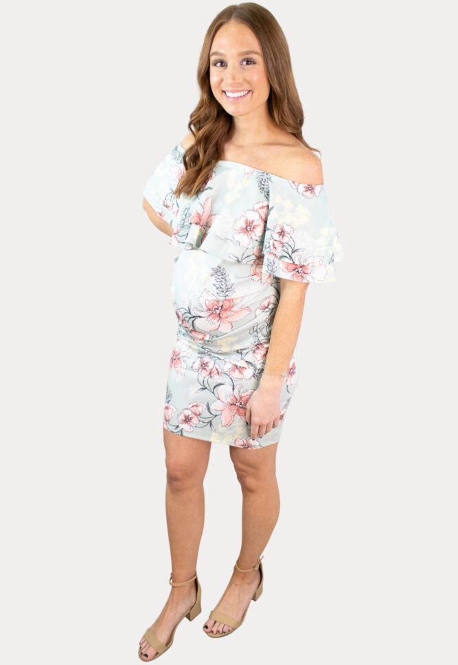 pastel floral maternity dress