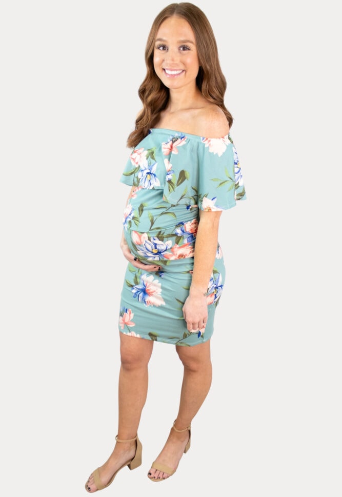 green maternity dress