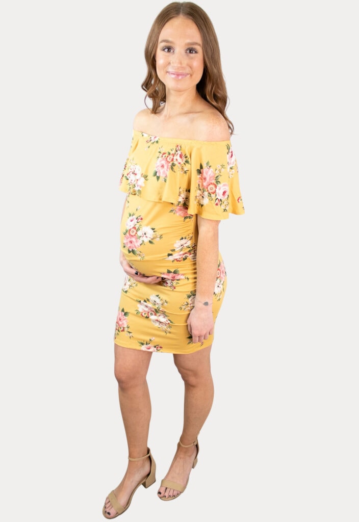 yellow maternity dress